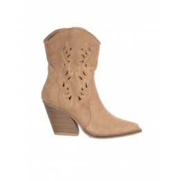 Botines Camperos Calados Tacon Camel