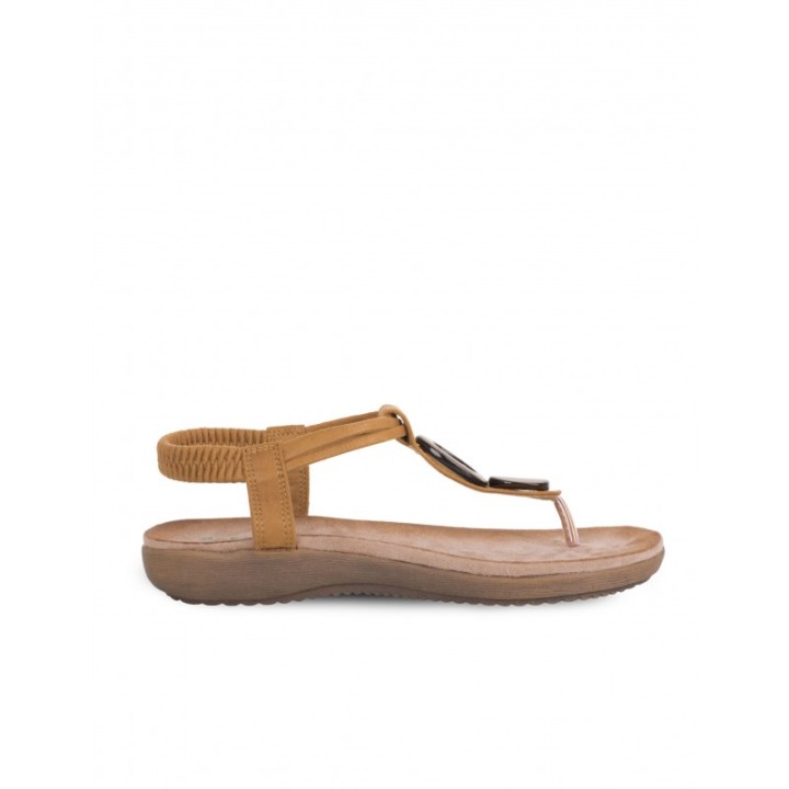 Sandalias Dedo Abalorios Madera Cuero