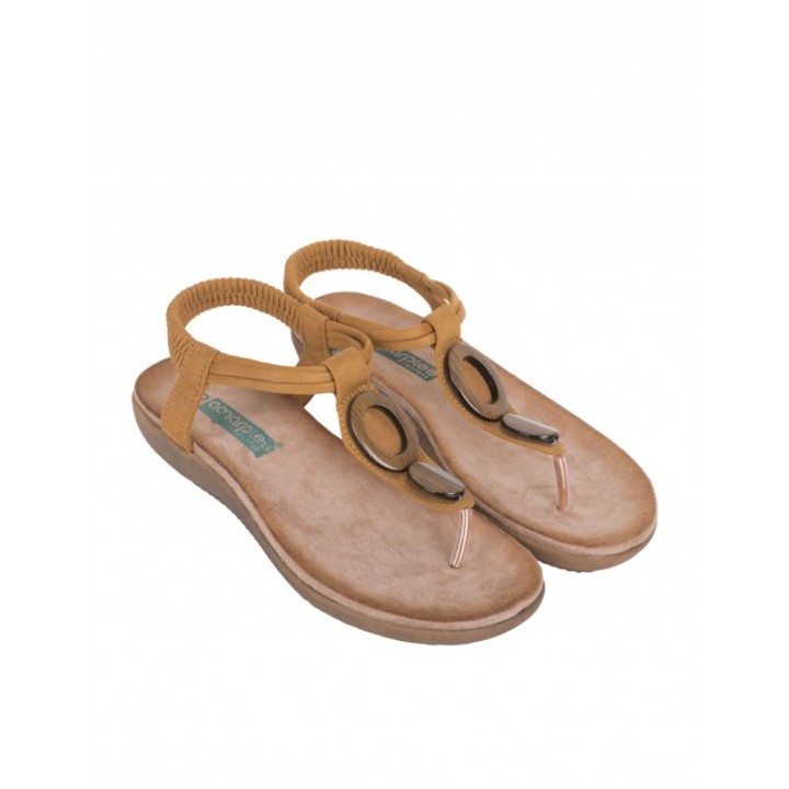 Sandalias Dedo Abalorios Madera Cuero