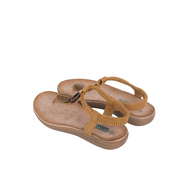 Sandalias Dedo Abalorios Madera Cuero