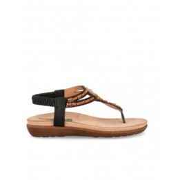 Sandalias Dedo Abalorios Negras