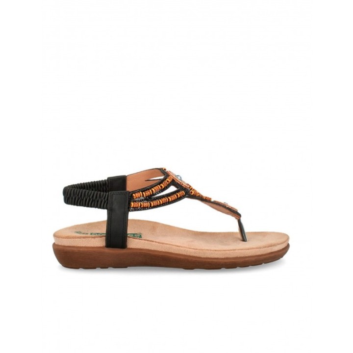 Sandalias Dedo Abalorios Negras