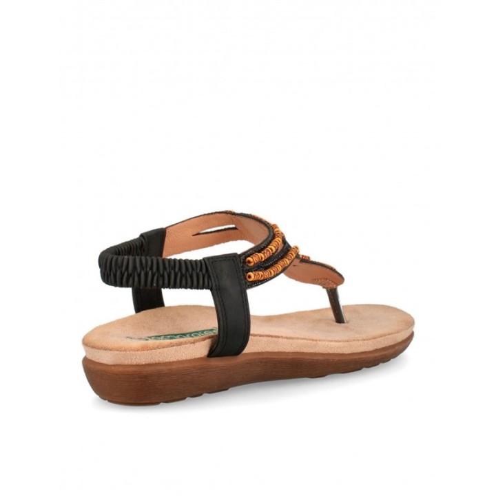 Sandalias Dedo Abalorios Negras