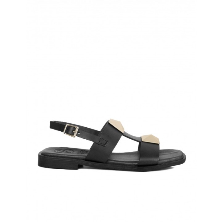 Sandalias Planas Tachuelas Negras PERA LIMONERA