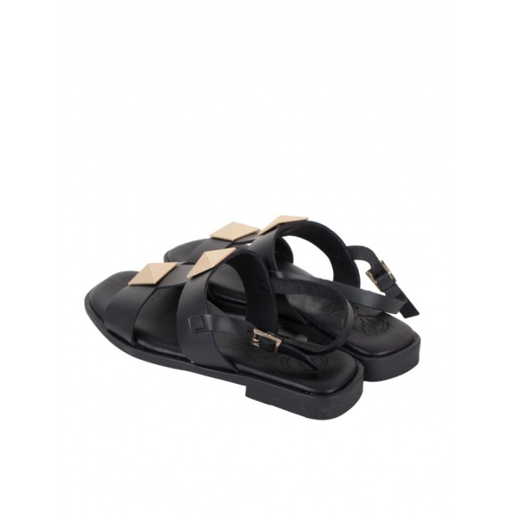 Sandalias Planas Tachuelas Negras PERA LIMONERA