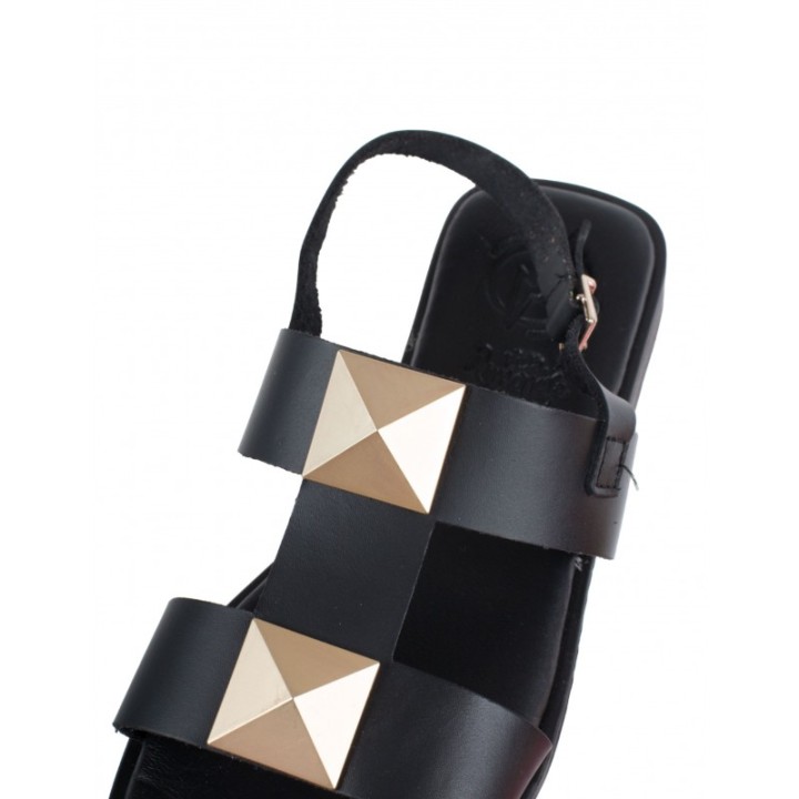 Sandalias Planas Tachuelas Negras PERA LIMONERA