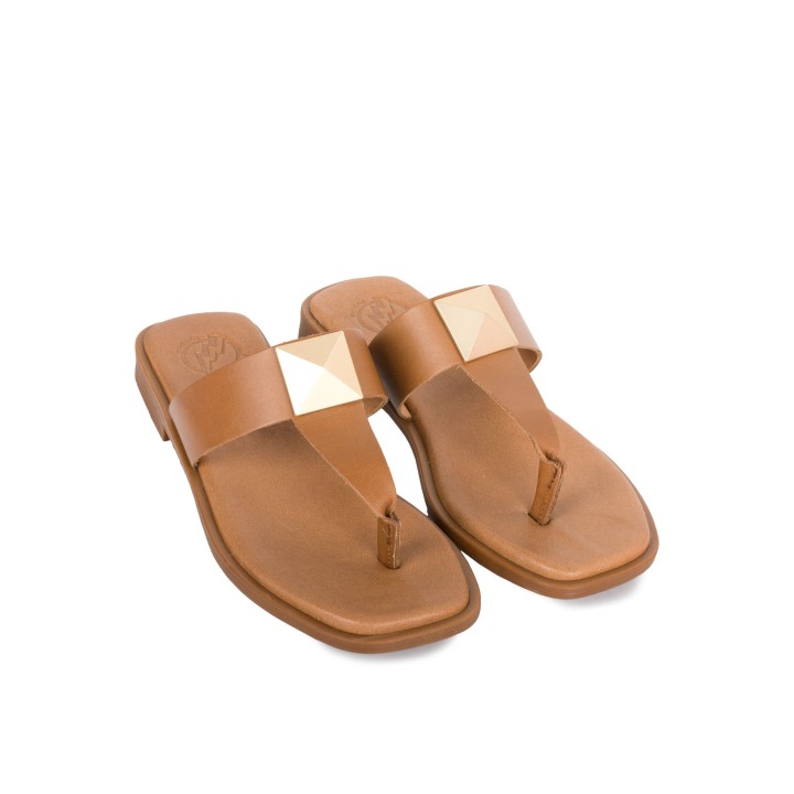 Sandalias Piel Dedo Tachuelas Cuero PERA LIMONERA