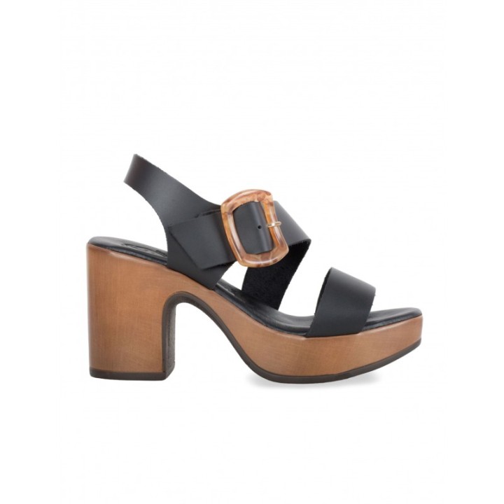 Sandalias Tacon Hebilla Carey Negro PERA LIMONERA