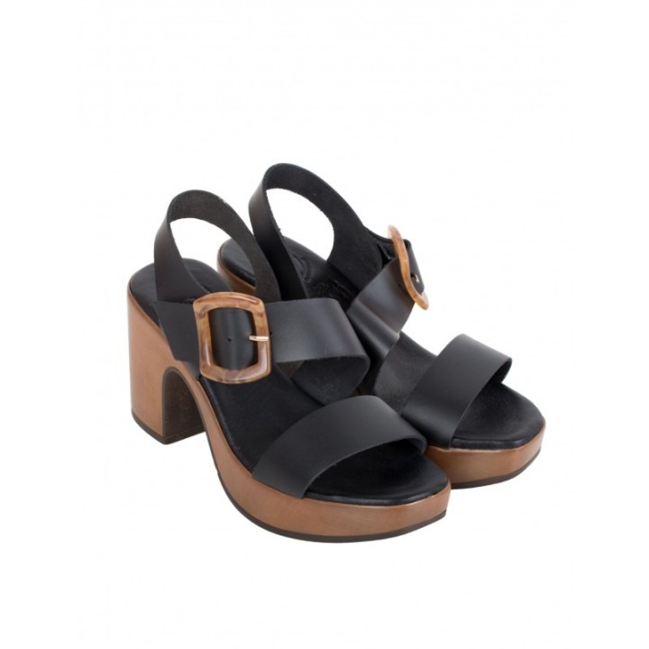 Sandalias Tacon Hebilla Carey Negro PERA LIMONERA
