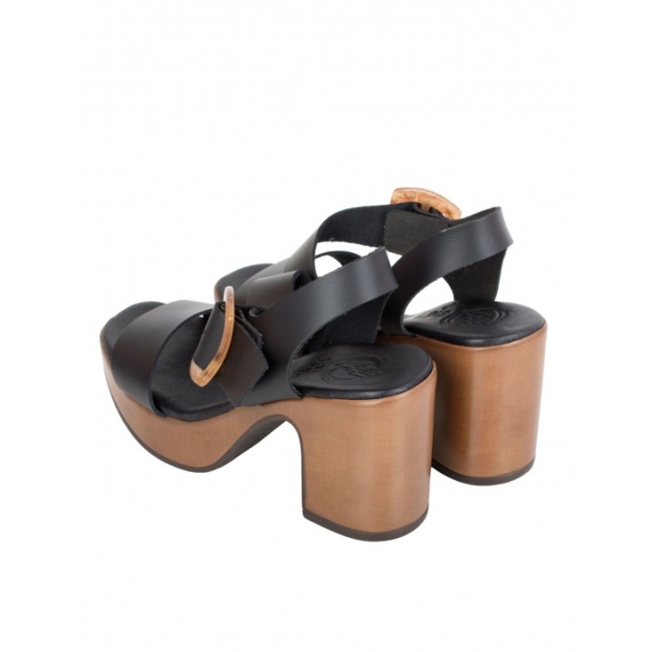 Sandalias Tacon Hebilla Carey Negro PERA LIMONERA