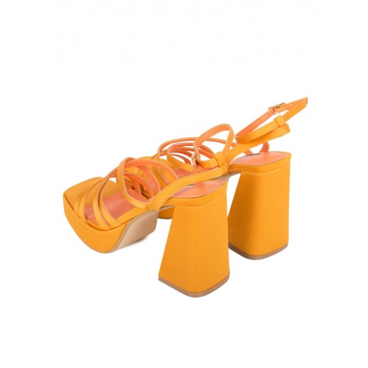 Sandalias Plataforma Tiras Naranja