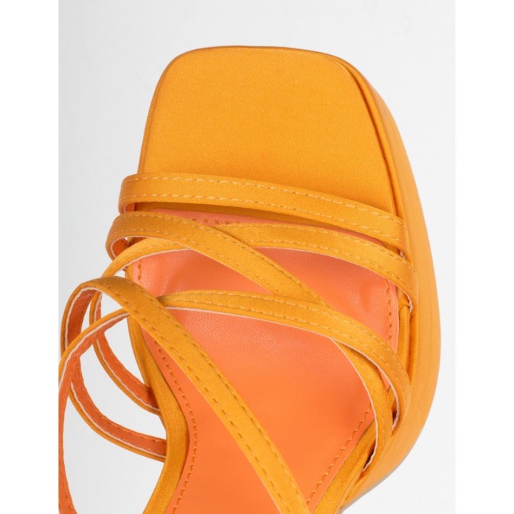 Sandalias Plataforma Tiras Naranja