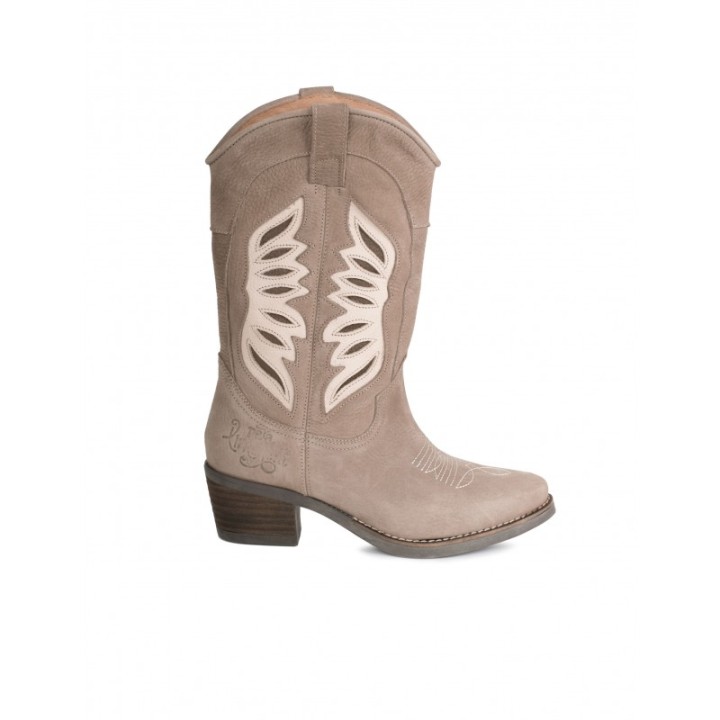 Botas Camperas Costuras Combinadas Taupe
