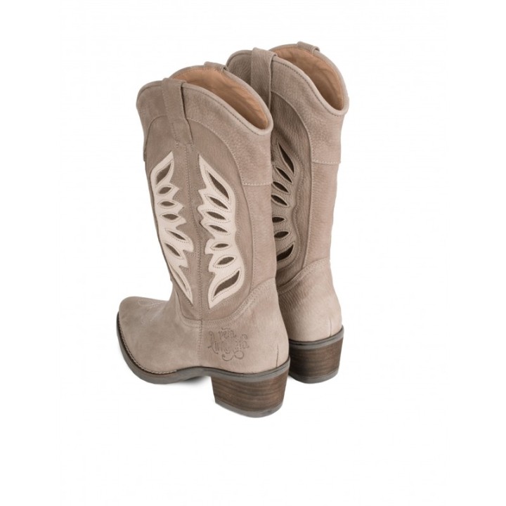 Botas Camperas Costuras Combinadas Taupe