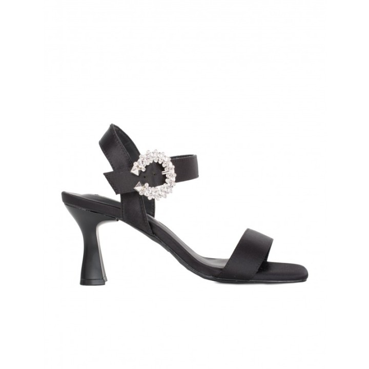 Sandalias Fiesta Raso Joya Negras