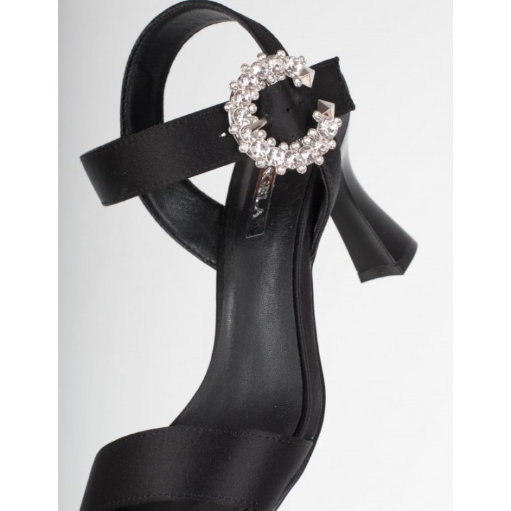 Sandalias Fiesta Raso Joya Negras