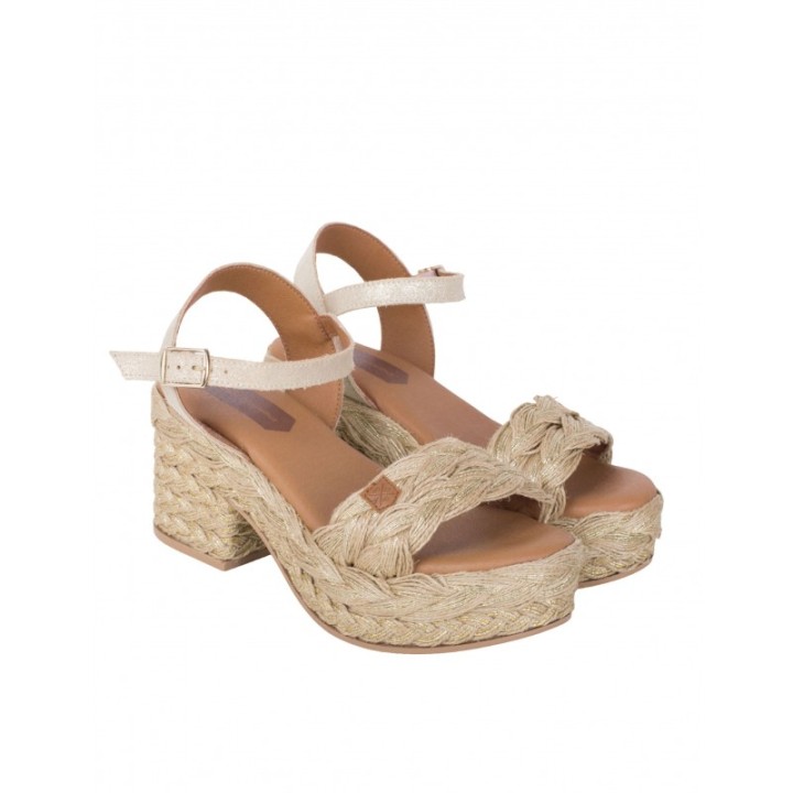 POPA Sandalias Esparto Tacon Brillos