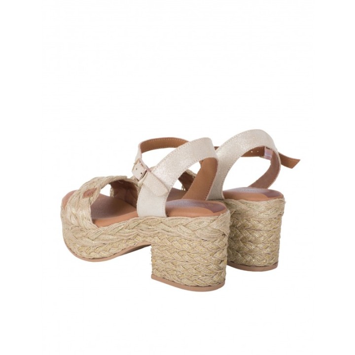 POPA Sandalias Esparto Tacon Brillos