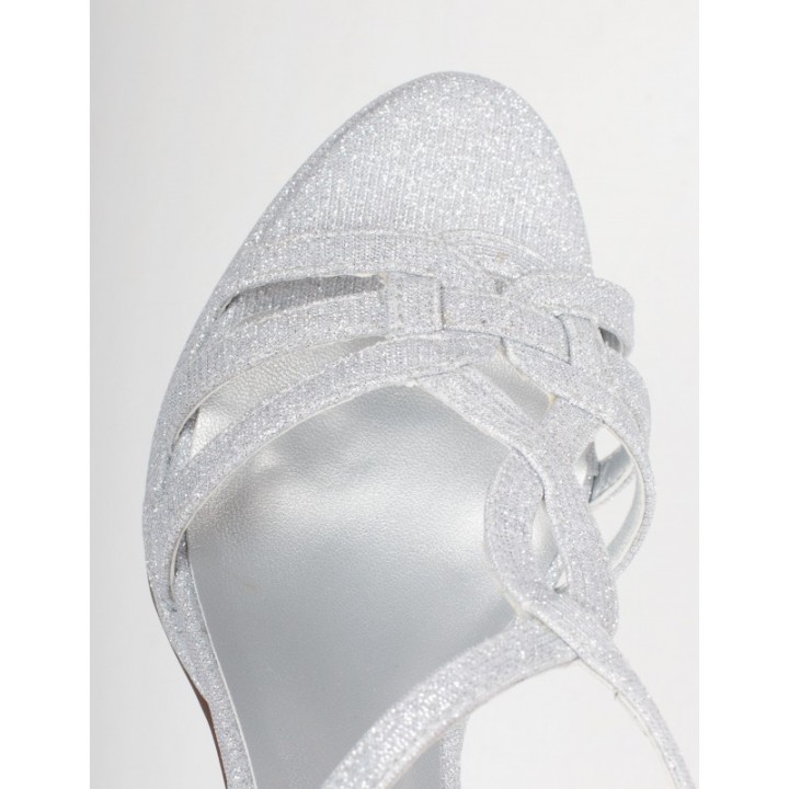 Sandalias Fiesta Tejido Brillo Plateadas