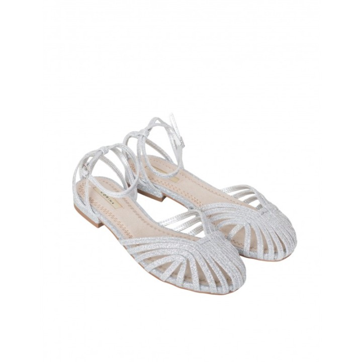 Sandalias Cangrejeras Purpurina Plateadas