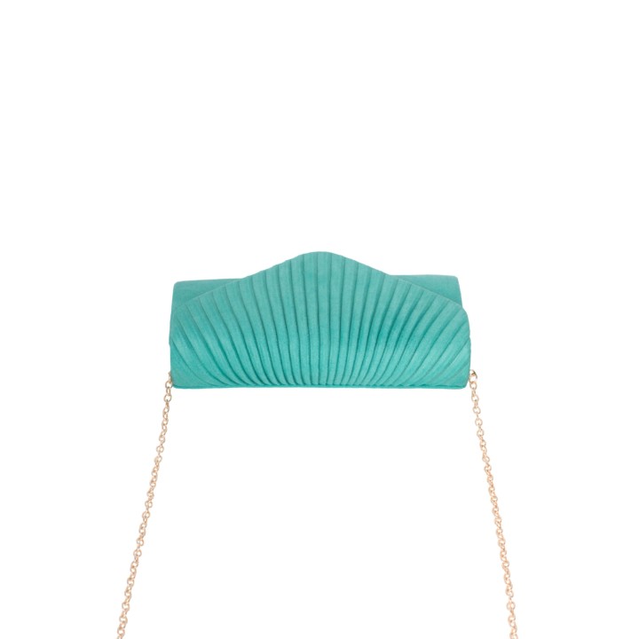 Bolso Fiesta Solapa Fruncida Turquesa