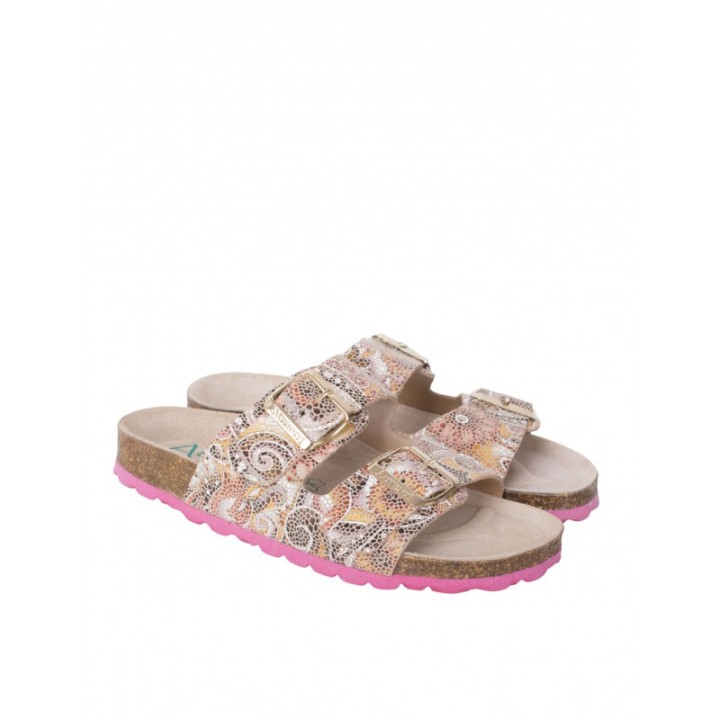 AUTENTI Sandalias Bio Estampadas Suela Rosa
