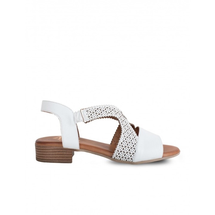 48 HOURS Sandalias Piel Tacon Bajo Blancas