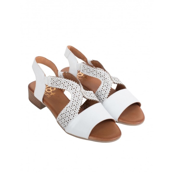 48 HOURS Sandalias Piel Tacon Bajo Blancas