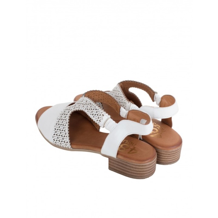 48 HOURS Sandalias Piel Tacon Bajo Blancas
