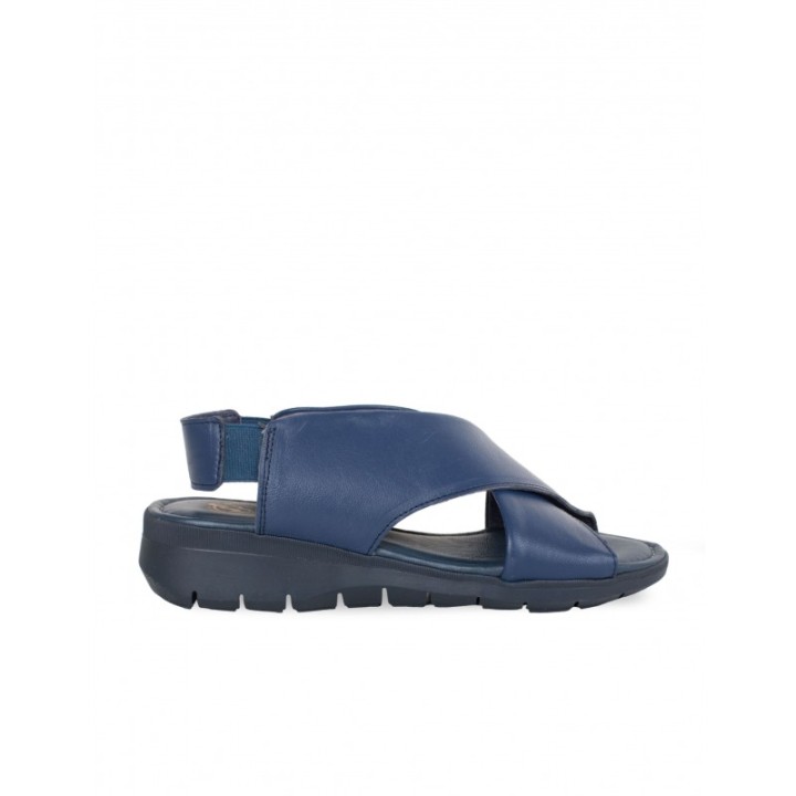 Sandalias Piel Tiras Cruzadas Azules PERA LIMONERA