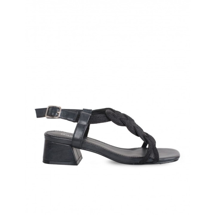 Sandalias Fiesta Negras Tacon Bajo