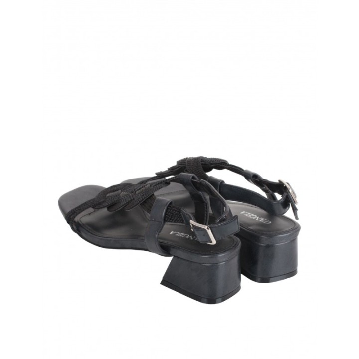 Sandalias Fiesta Negras Tacon Bajo