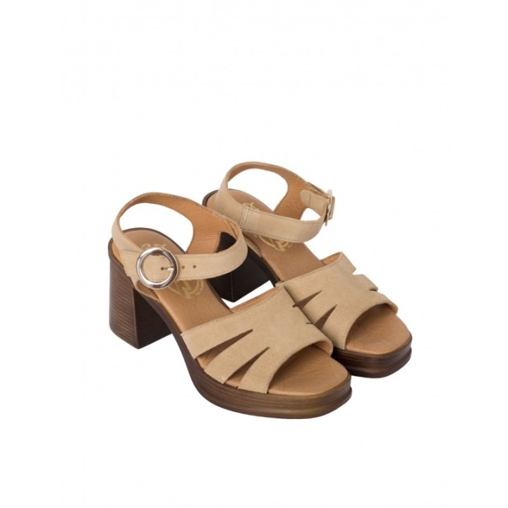 Sandalias Tacon Madera Beige PERA LIMONERA