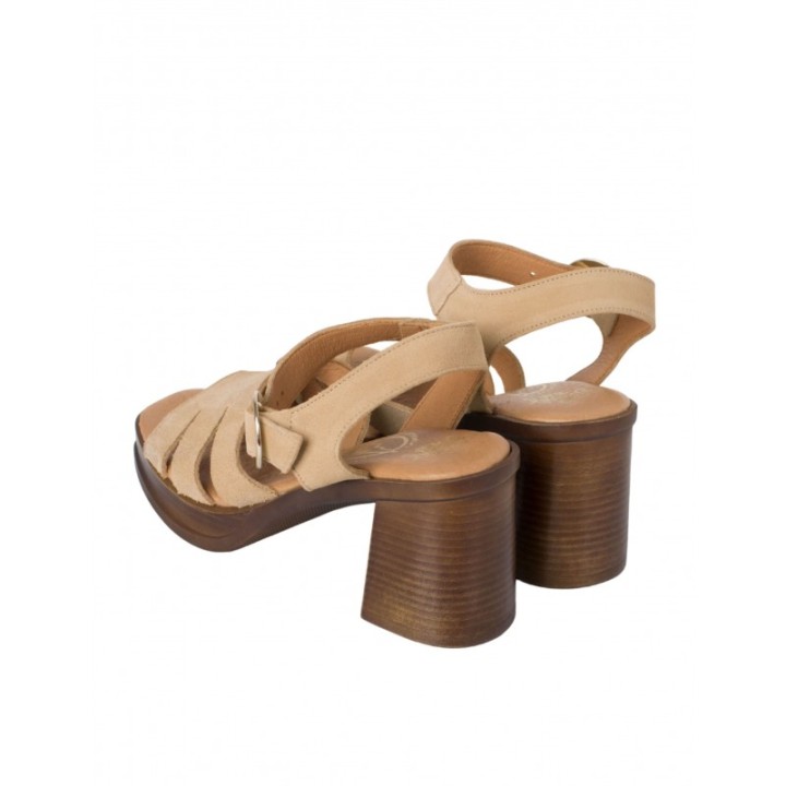 Sandalias Tacon Madera Beige PERA LIMONERA