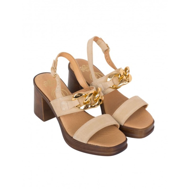 Sandalias Cadena Piel Beige PERA LIMONERA