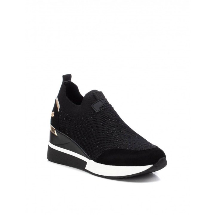 XTI Zapatillas Cuna Calcetin Brillos Negras
