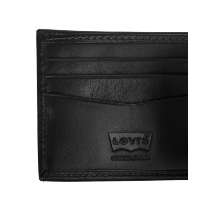 LEVIS Cartera Billetera Piel Negra Hombre
