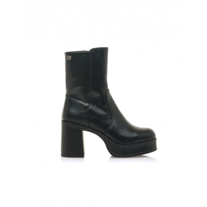 MUSTANG Botines Tacon Ancho Plataforma Negros