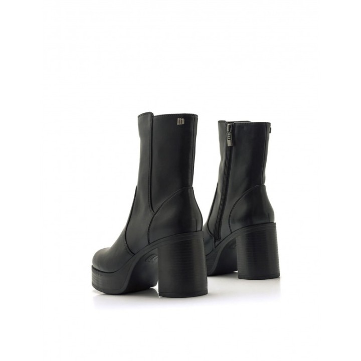 MUSTANG Botines Tacon Ancho Plataforma Negros