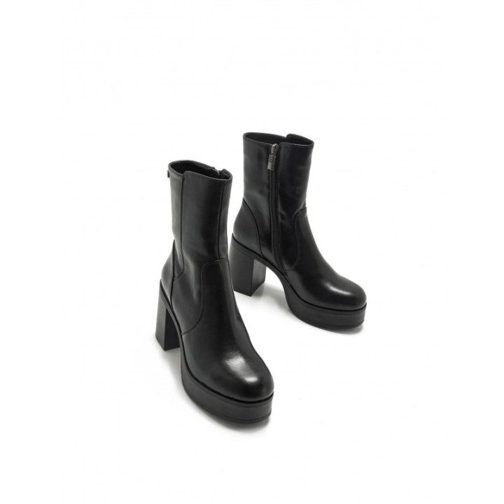 MUSTANG Botines Tacon Ancho Plataforma Negros
