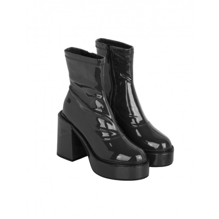 Botines Tacon Bloque Charol Negros MUSTANG