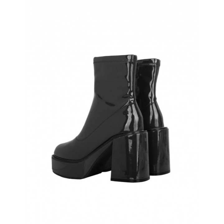 Botines Tacon Bloque Charol Negros MUSTANG