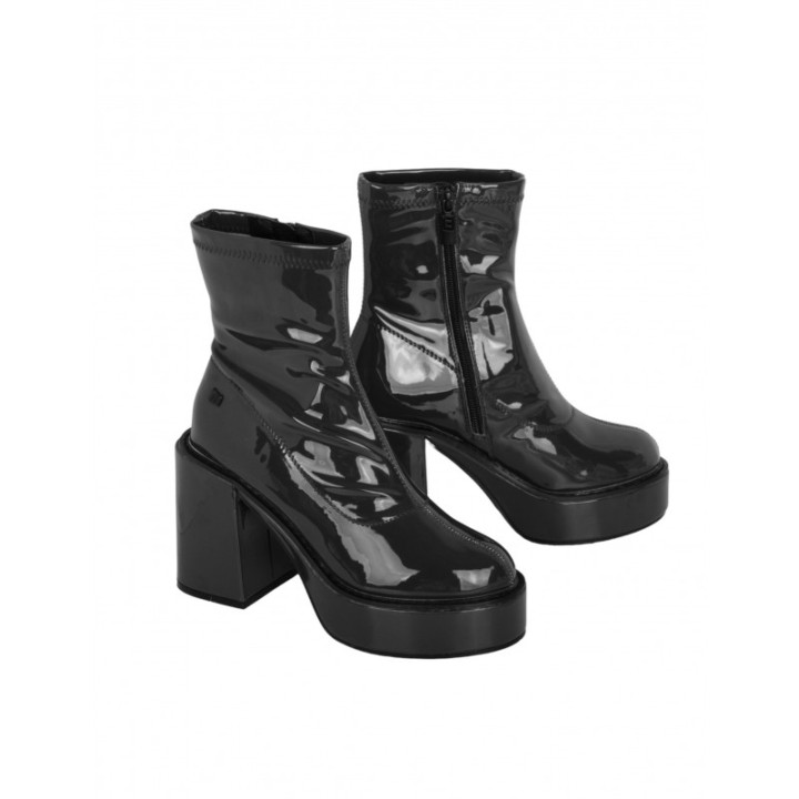 Botines Tacon Bloque Charol Negros MUSTANG