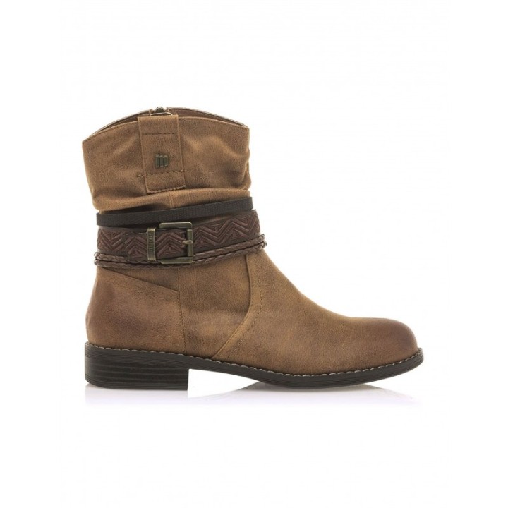 MUSTANG Botines Boho Cana Arrugada Cuero