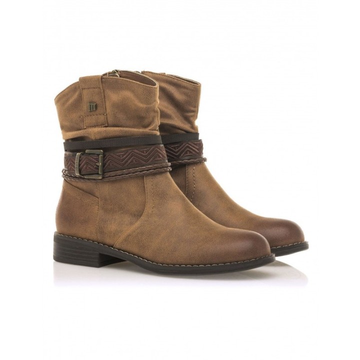 MUSTANG Botines Boho Cana Arrugada Cuero