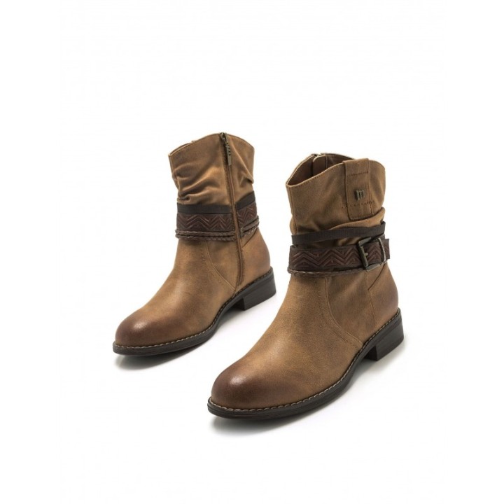 MUSTANG Botines Boho Cana Arrugada Cuero
