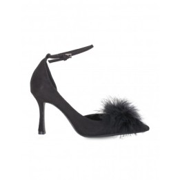 Zapatos Salon Pulsera Pompon Negros