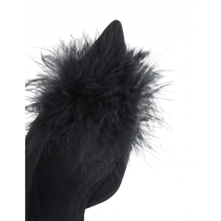 Zapatos Salon Pulsera Pompon Negros