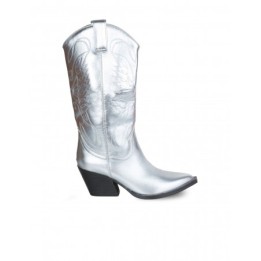 Botas Camperas Metalizadas Plateadas