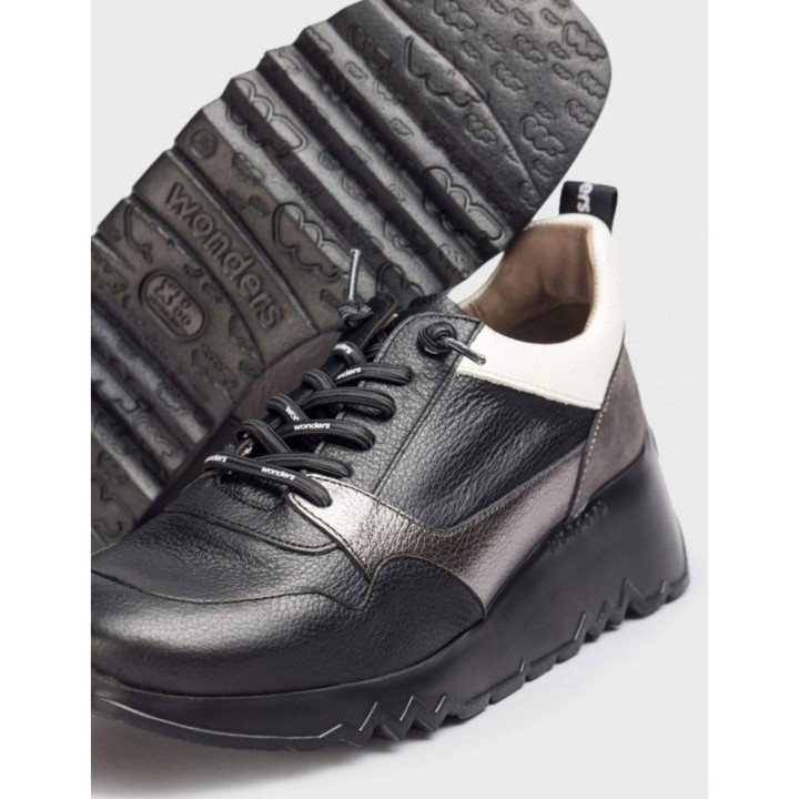 WONDERS Zapatillas Vestir Piel Combinadas